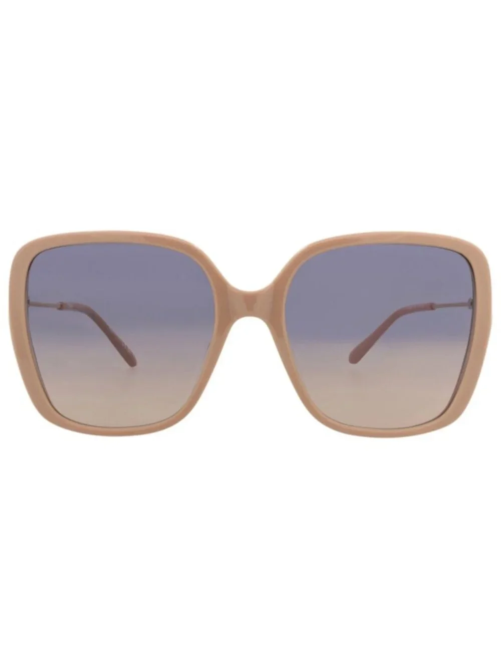 New Chloé Women's Sunglasses Square Rectangle Recycled Acetate Frame Nude Gold